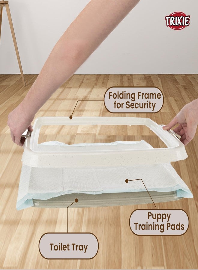 تريكسي صينية تريكسي لتدريب الجراء على استخدام المرحاض داخل المنزل، توفر تثبيتًا آمنًا حتى لأكثر فوط الجراء بللًا، مرحاض بلاستيكي للحيوانات الأليفة داخل المنزل، مثالي لسلالات مثل جولدن ريتريفر - 65 × 55 سم - Image 4